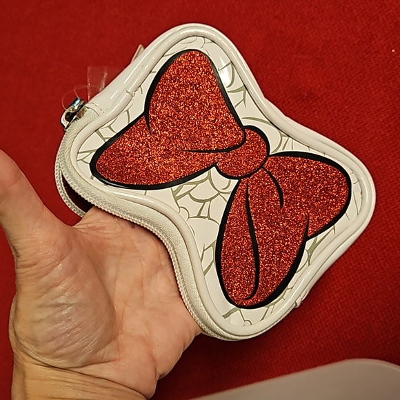 Minnie Mouse red glitter change purse cell keys cash NWT - Picture 6 of 6